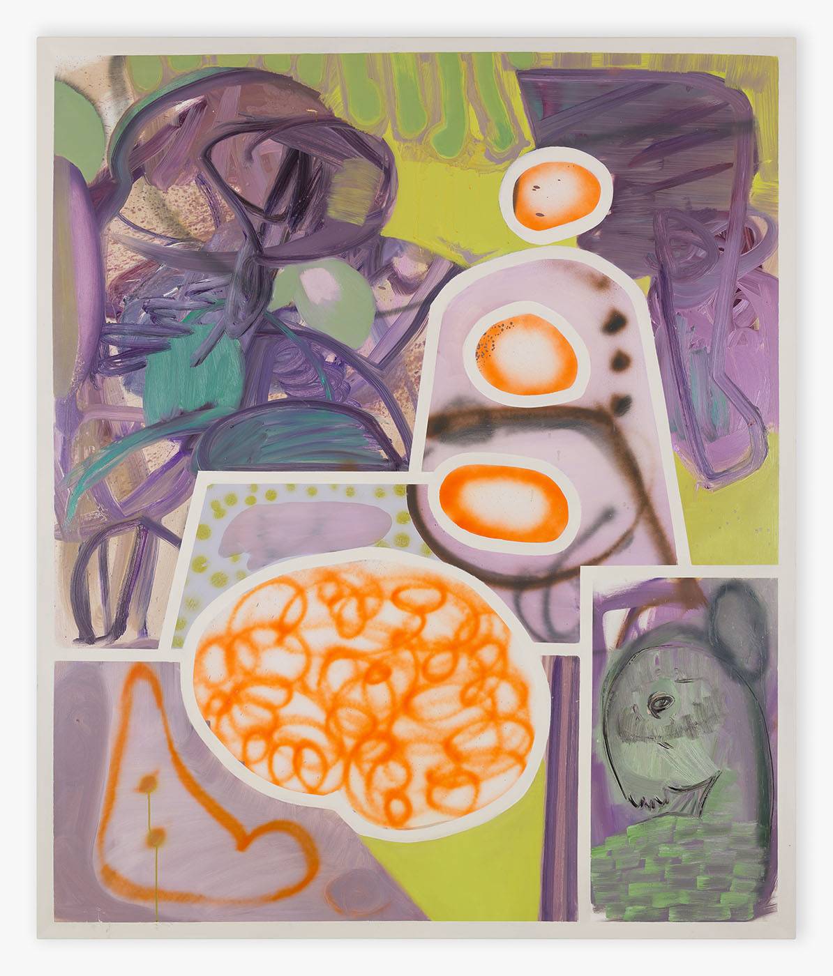 „Bez tytułu”, olej, sprej na płótnie, 190 x 150 cm, 2023