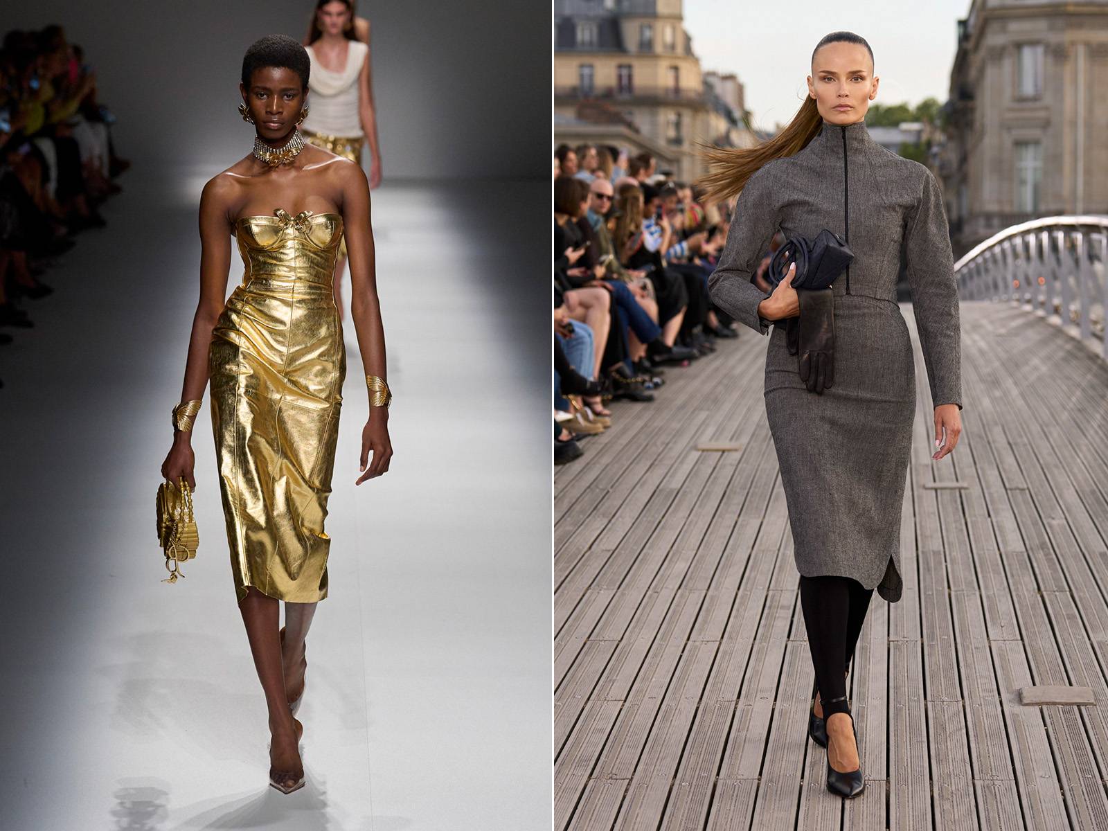 Od lewej: Blumarine, Alaia wiosna-lato 2024 (Fot. Spotlight. Launchmetrics / Agencja FREE)