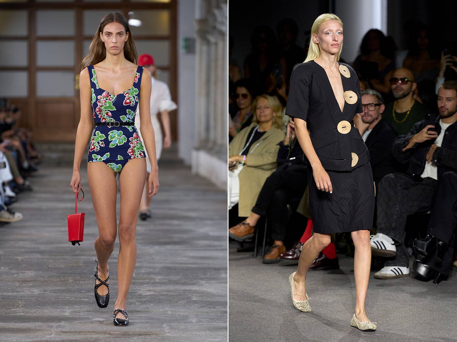 Od lewej: Bally, Andreas Kronthaler dla Vivienne Westwood wiosna-lato 2024 (Fot. Spotlight. Launchmetrics / Agencja FREE)
