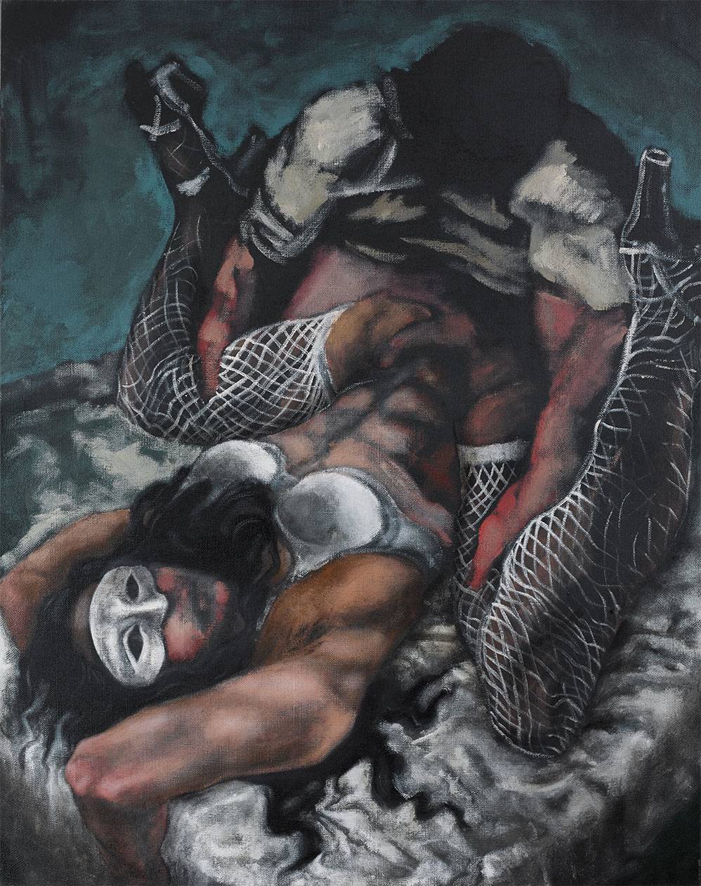 Obraz Grzegorz Pieniaka „Białe kabaretki II”, akryl na płótnie, 140 x 110 cm, 2022