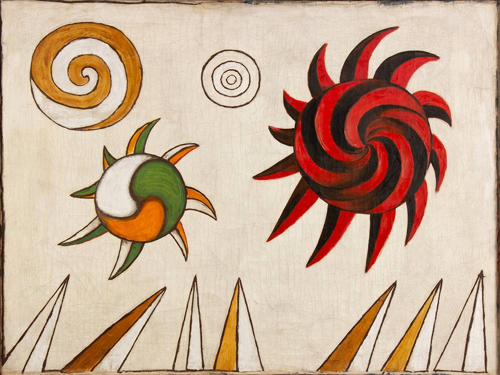 Andrzej Wróblewski (1927–1957)
Niebo nad górami, 1948; olej na płótnie; 90 × 120 cm; kolekcja Teresy i Andrzeja Starmachów; ©Fundacja Andrzeja Wróblewskiego