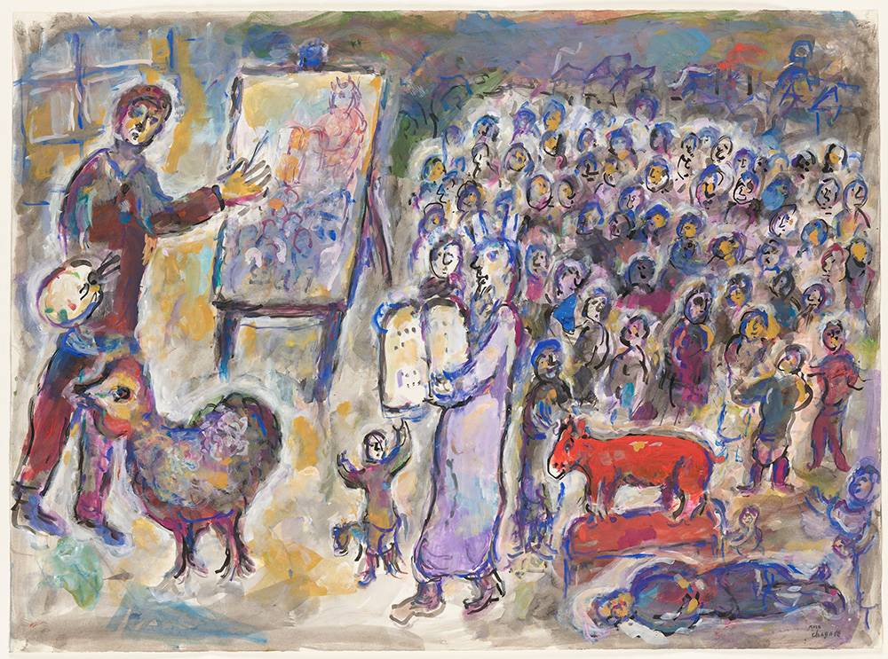Marc Chagall (1887–1985), Wizyta Mojżesza i złotego cielca w pracowni, Muzeum Narodowe w Warszawie
fot. Igor Oleś / Muzeum Narodowe w Warszawie