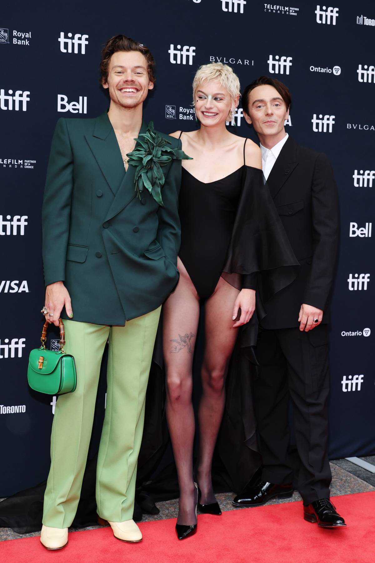 Harry Styles, Emma Corrin i David Dawson na premierze filmu „My Policeman” (Fot. Getty Images)