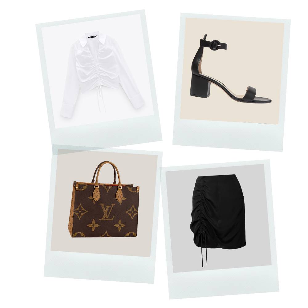 koszula Zara, spódniczka Envelope (net-a-porter.com), sandałki Gianvito Rossi (net-a-porter.com), torebka Louis Vuitton
