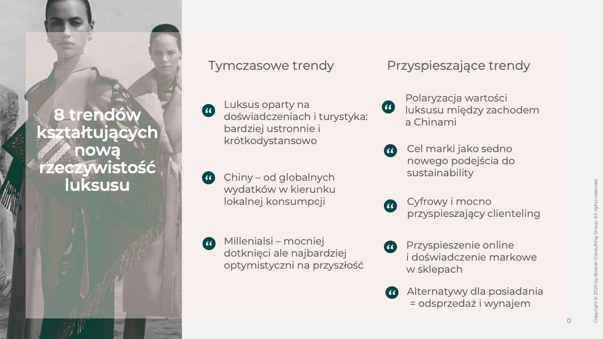 Krótkotrwałe i długofalowe efekty koronawirusa na rynku luxury (Fot. Materiały prasowe BCG)