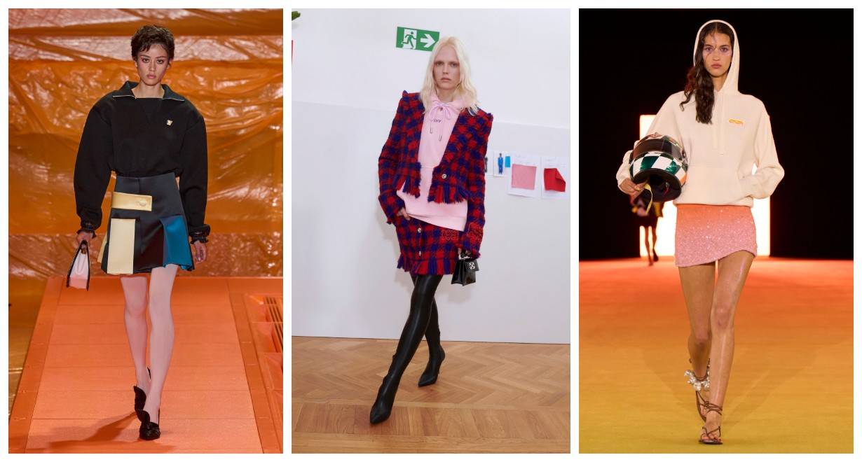 Damskie bluzy sportowe na wybiegu Louis Vuitton, Off-White, Casablanca / (Fot. Spotlight. Launchmetrics )