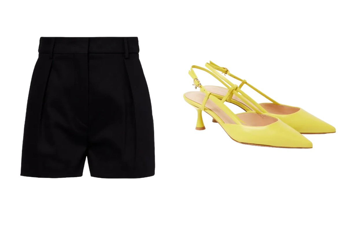 Szorty Sportmax, czółenka slingback Gianvito Rossi (Fot. Materiały prasowe)