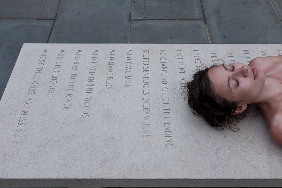 Jenny Holzer, Memorial Bench II: Eye cut by flying glass…, 1996