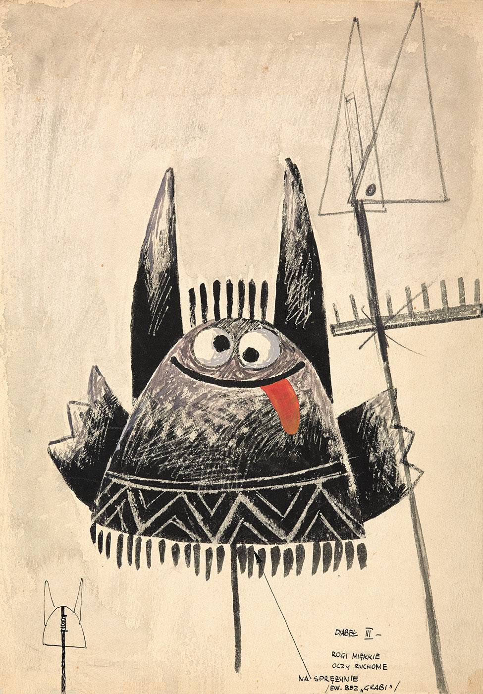 O Zwyrtale Muzykancie, czyli jak się góral dostał do nieba, 1970. Projekt lalki z archiwum rodzinnego artysty.