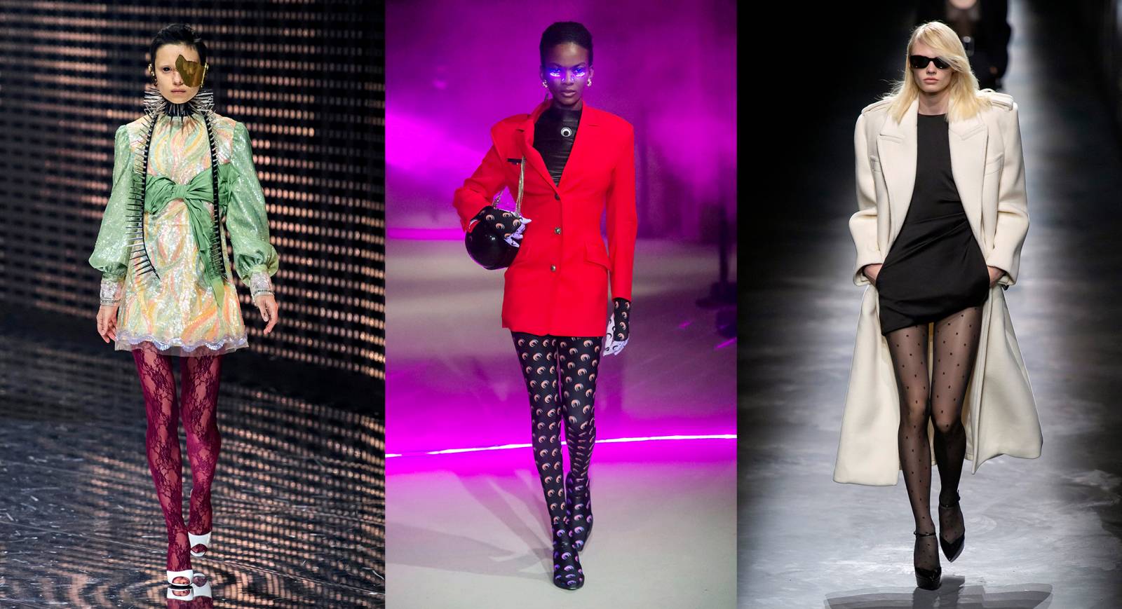 Od lewej: Gucci, Marine Serre, Saint Laurent