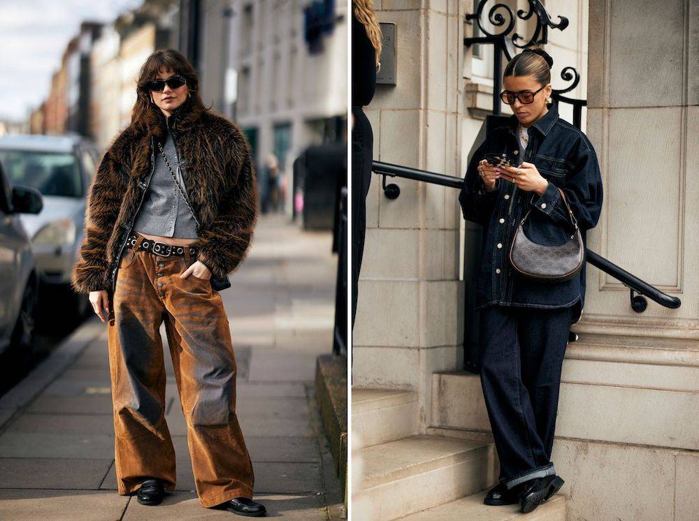 Damskie baggy jeans doskonale wpisują się w nonszalanckie stylizacje, nawet z eleganckimi mokasynami. Jak pogodzić te dwa style? (Fot. Spotlight. Launchmetrics)