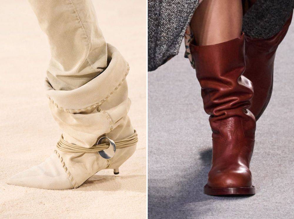 Botki na jesień. Jakie modele są lubiane? Slouchy boots. A na jaki rodzaj obcasa się zdecydować? Na kaczuszki (Fot. Spotlight. Launchmetrics)