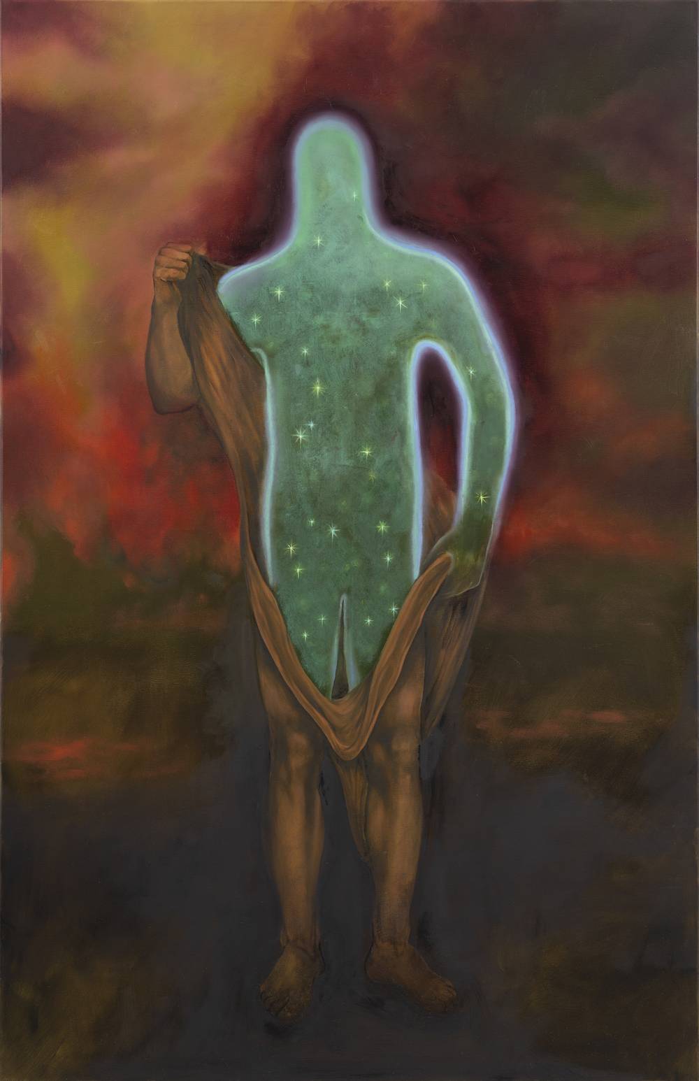 Krzysztof Gil, Gwiezdny pył (Stardust), 2024, olej na płótnie, 170 × 109.5 cm. Dzięki uprzejmości artysty i Galerii Monopol